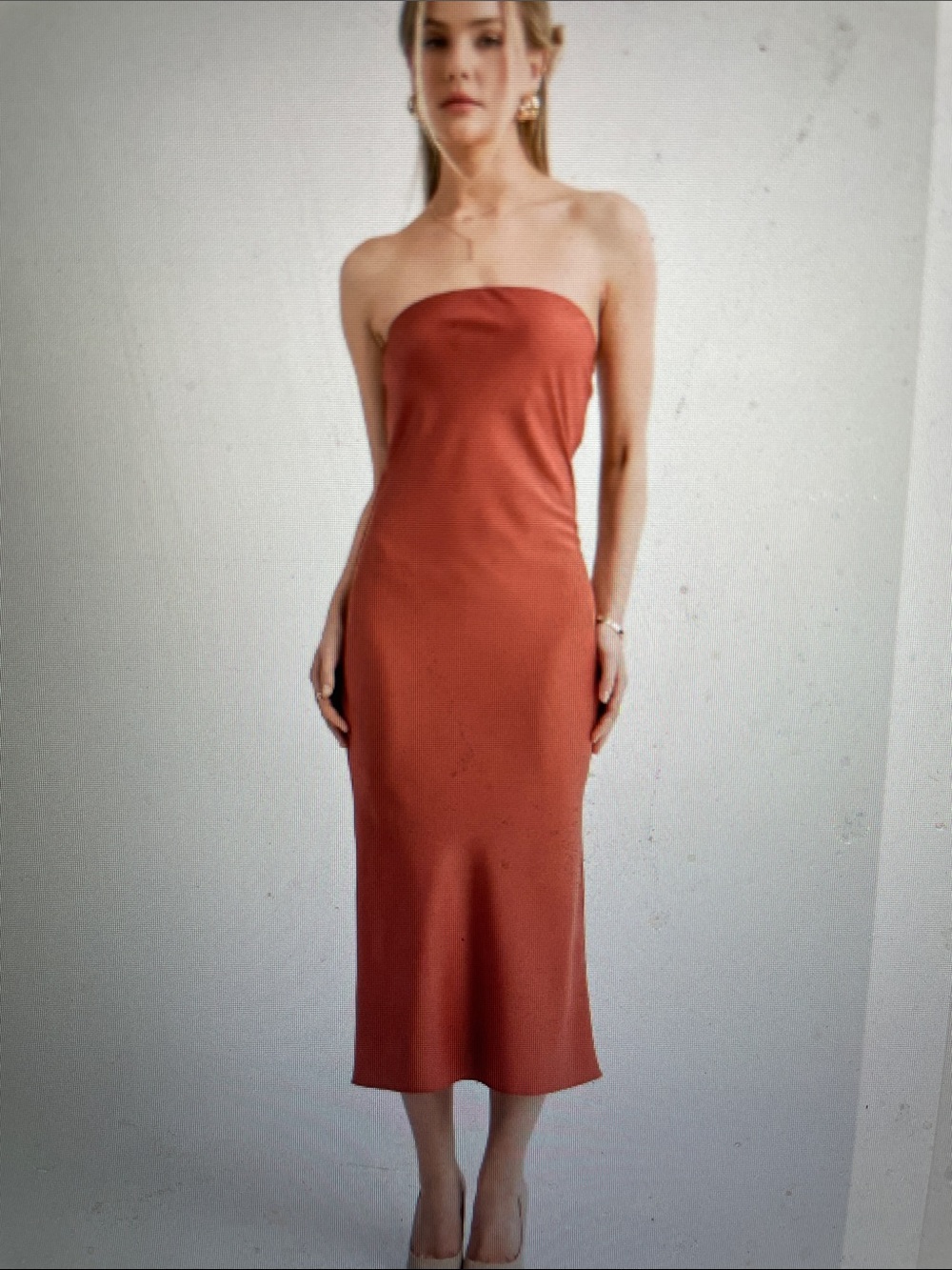 Sage the label Strapless Rust Midi Dress - Elegant Evening Dress